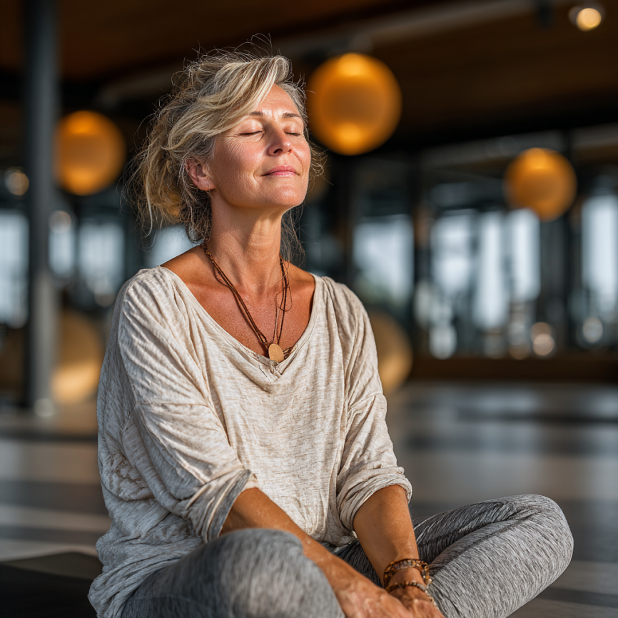 Літні люди займаються йогою